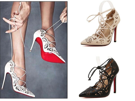 Women Shoes Red Bottom High Heels Shoes Woman Pointed Toe Woman Fashion Lace Up High Heel Pumps Woman Zapatos Mujer