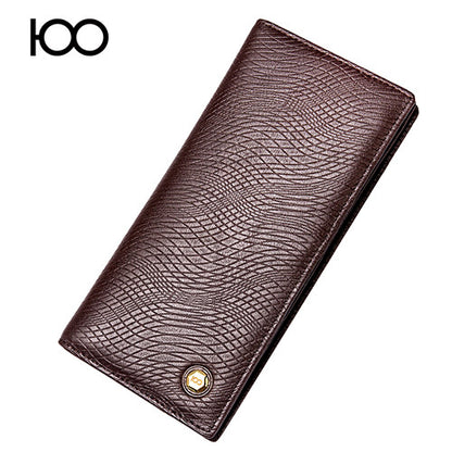 New Luxury Brand 100% Top Genuine Cowhide Leather High Quality Men Long Wallet Coin Purse Vintage Designer