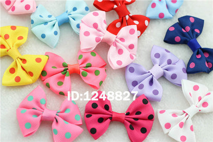 10Pcs/lot New 2.5"Ribbon Bow clip Girl little hair top clip Dot/Printed/Solid Bow - Shopy Max