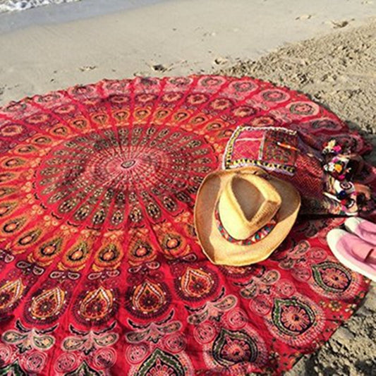 Round Beach Towel 150cm Polyester Towels Summer Large Microfiber Fabric Printed With Tassel Circle Beach Towel Serviette - Shopy Max
