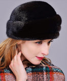 HM012 Real genuine mink  fur hat  winter women's warm caps whole piece mink fur hats