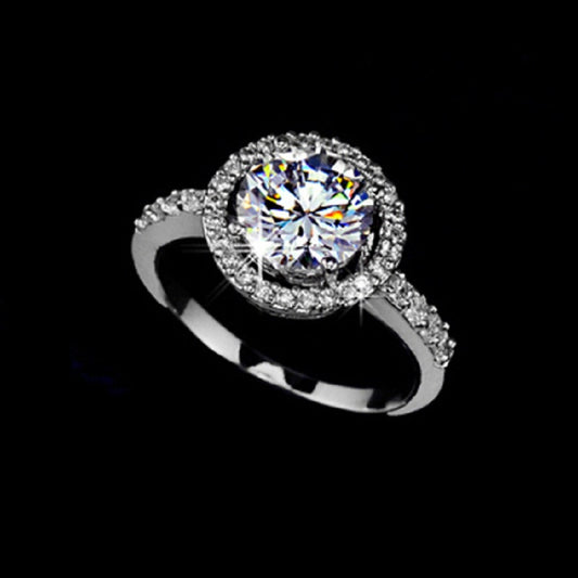 Hot Wedding Rings for Women 18K White Gold Plated Luxury Engagement Ring with 9mm Big AAA Zirconia Fashion Jewelry Accessories