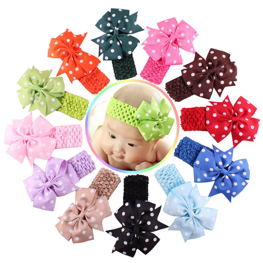 12 Color For 6 Months To 3 Years Childern / Baby Girls Lace Headband Chiffon Flower - Shopy Max