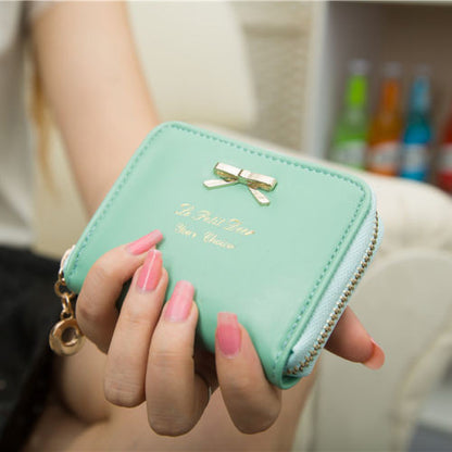 Women Fashion Mini Faux Leather Purse Zip Around Wallet Card Holders Handbag