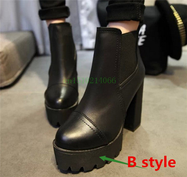 2014 autumn and winter short boots with thick heel ultra high heels platform boots martin boots fashion boots