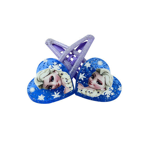 1 pair 5cm Elsa Anna Heart-shaped clip Headwear Female Girls babys Hair Accessory - Shopy Max
