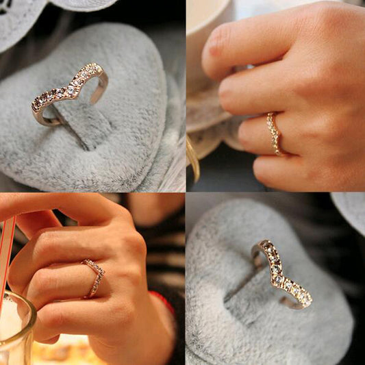 111 Heart personalized unique diamond gold the little finger ring pinky ring accessories - Shopy Max