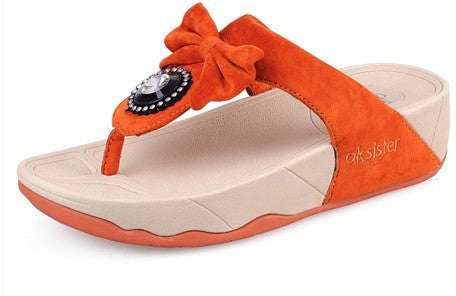 In discount popularwomen's shoes 2014 flower wedges sandals platform shoes beach slippers flip flops platform sandals for women