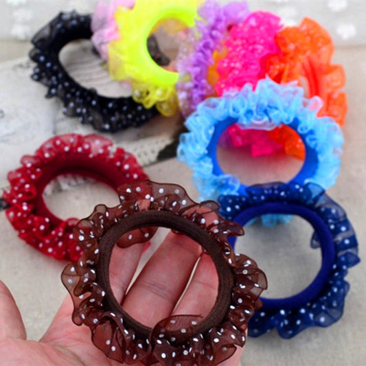 10pcs/lot Lace Hair Holders Elastics 2016 New 12 Colours Fashion Candy - Shopy Max