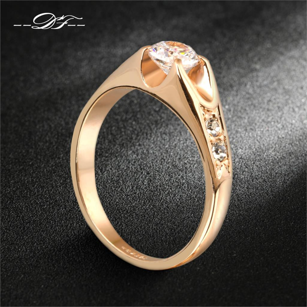 18K Gold Plated Zircon Charms Wedding Rings Bride Crystal For Women Gifts wholesale anel aneis bijou - Shopy Max