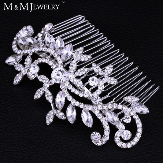 Free Shipping High Quality Silver Floral Crystal Bridal Comb Hairpin Wedding - Shopy Max