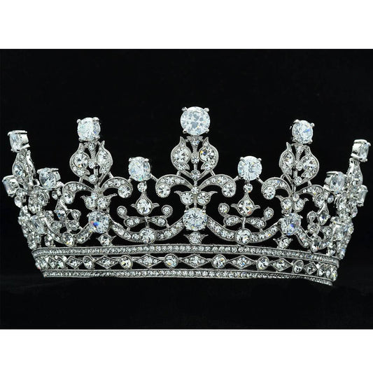 Crystals Silver Flower Big Tiara Crown Headbands Wedding Bridal Hair