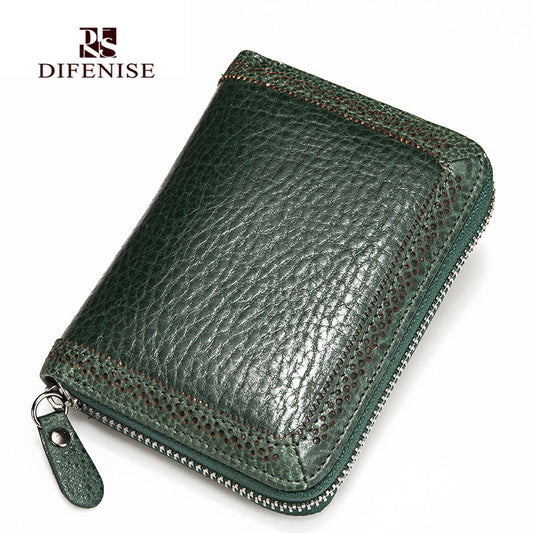 Difenise Authentic Cow Leather women Wallets Vintage style Zipper close large capacity