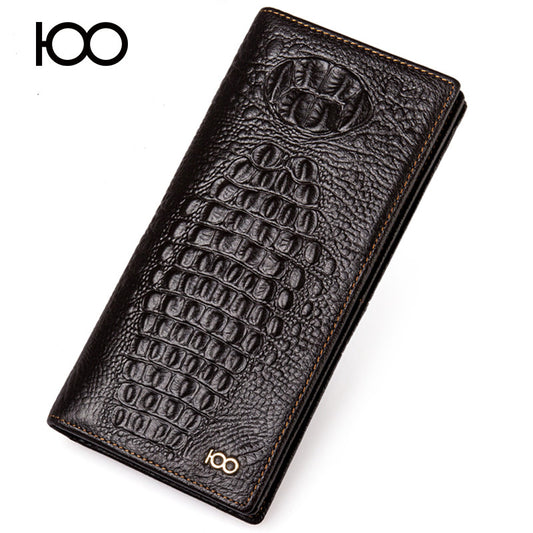 New Luxury Brand 100% Top Genuine Cowhide Leather High Quality Men Long Wallet Coin Purse Vintage Designer
