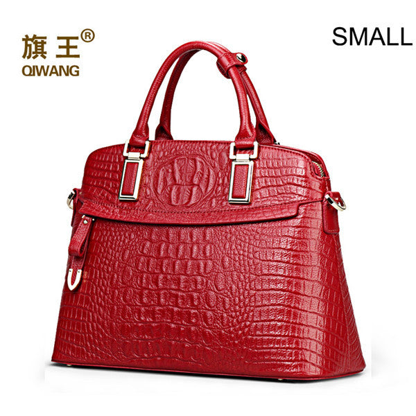 Qiwang Classic Crocodile Women Bag Big Brand Luxury Elegant Top-handle Bags Fashion - Shopy Max