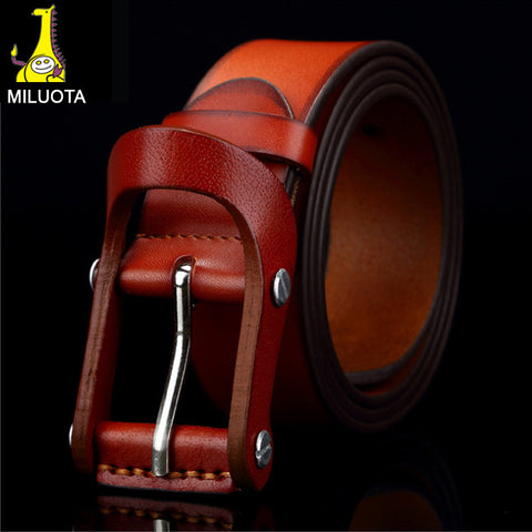 [MILUOTA] High quality 100% Genuine leather belts for men vintage fashion
