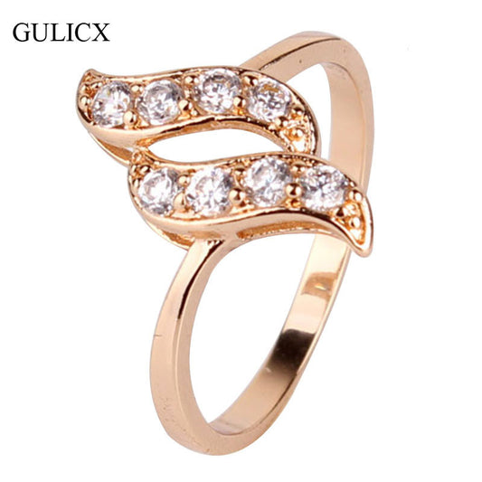 New 2014 18k Gold plated Round Cut White Color Crystals Cubic Zirconia Engagement Rings For Woman Free Shipping (GULICX R020)