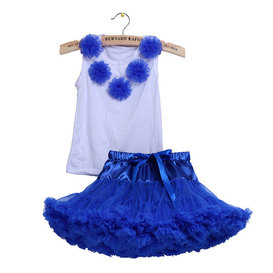 Fashion girl kids  Clothing Pettiskirt Set Birthday Party  2PC/Set Cotton Tops