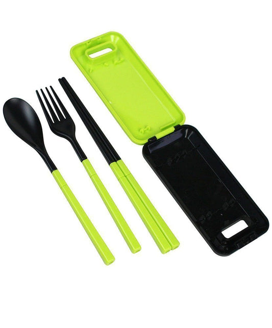 Portable chopsticks tableware spoon fork three-piece suit Children Cutlery - Shopy Max