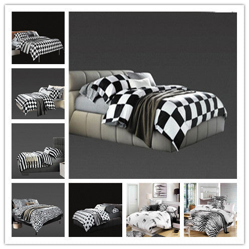 4pcs bedding set / classic simplicity black white zebra striped bed linen quilt Pure