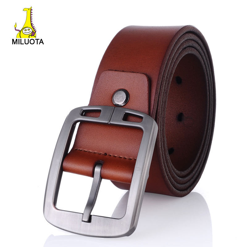 [MILUOTA] 2016 100% Genuine Leather belts for men High quality metal pin