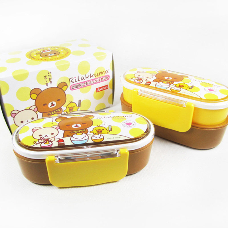 cartoon cute Easily bear Double bento box Japanese student seal lunch box microwave - Shopy Max
