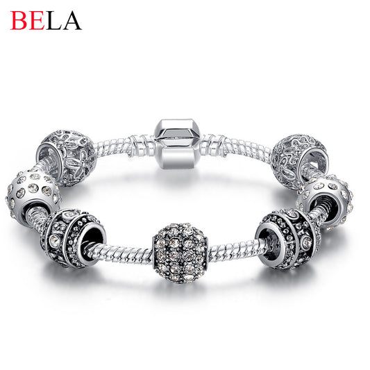 Silver Tone Bracelet for Women With High Quality Glass Beads - Shopy Max