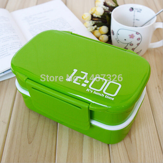 japan style double tier 3-compartment Bento Lunch Box,Food Large - Shopy Max