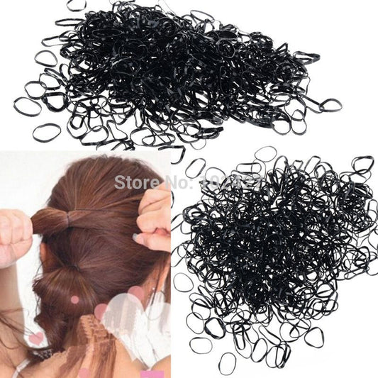1 bag=400pcs/bag Trendy Black Rubber Band Women Girls Elastic Hair - Shopy Max
