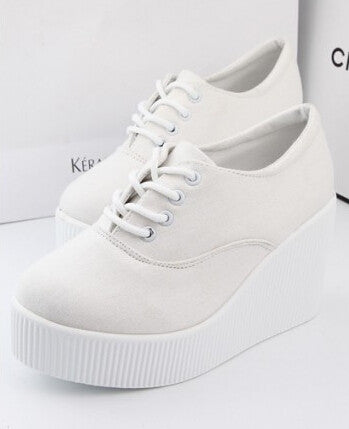 wedge high heels sneakers canvas shoes 2014 spring and autumn shoes women's canvas shoes 8cm shoe female women sneakers height