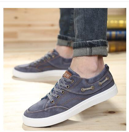 denim canvas shoes for man 2016 spring low cut flat male sneakers  men's skateboarding shoes