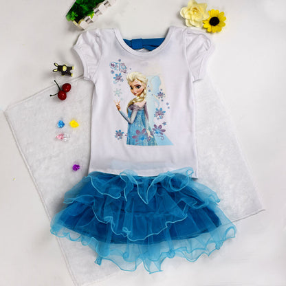 2016 Girls Clothes Elsa Dress Princess Children Clothing Set Kids T-shirt Tops