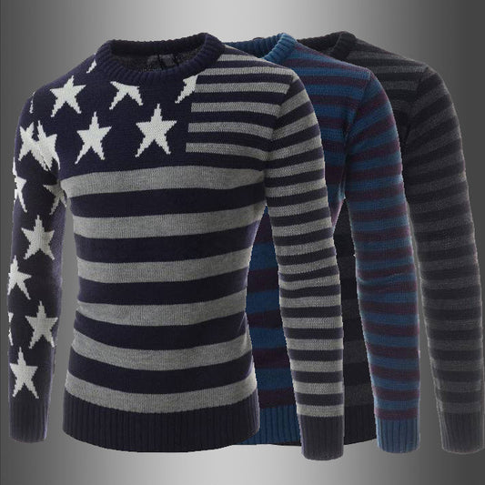 Patchwork Star Long Sleeve Sweater - Shopy Max
