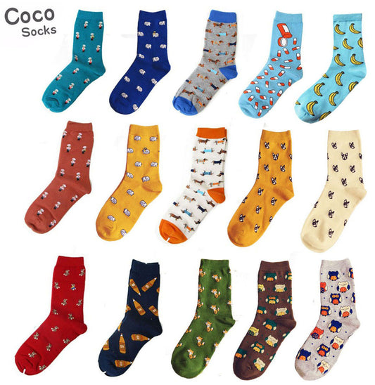 New caramella Banana Elk hit Color Socks for Couple happy socks Harajuku Street