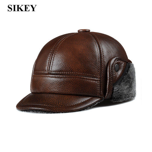 HL104  genuine leather men baseball cap hat CBD high quality  men's real leather adult solid adjustable hats caps