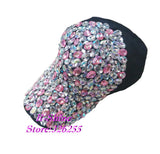 hot sale  pink fuchsia black rhinestone flower girl women snapback hats new fashion high quality