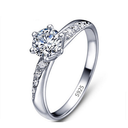 S925 White gold zircon engagement ring 925 sterling silver rings for women anillos Bague bijoux argent 925 femme MYR061 - Shopy Max