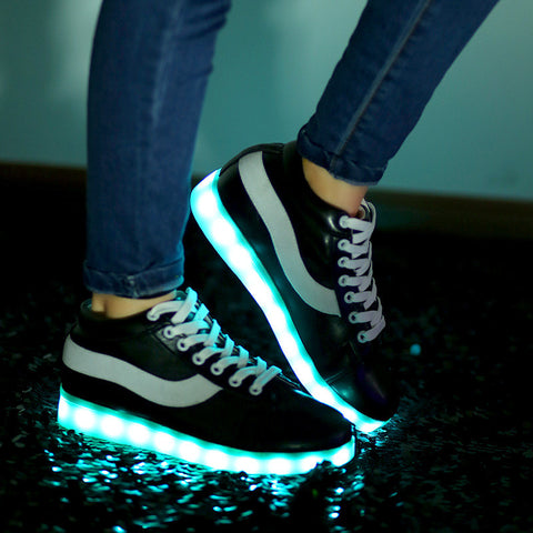 Led Shoes for Adults Fashion Women/Men's Light Up Shoes For Adults Plus Size Black/Red Color Shoes New 2016