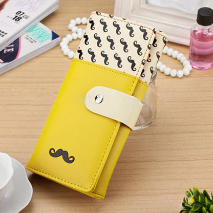 Smooth PU Leather Wallet Cute Mustaches Pattern Purse Clutches Coin Purse Cards Holder Bag for Women HB88