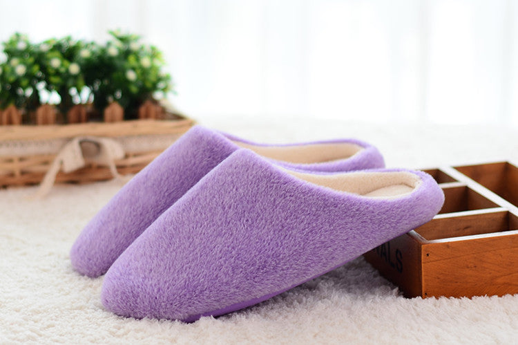 New Fashion Candy Color Women Men Winter Non-slip Fleece Indoor Household Floor Slippers Warm Soft Bottom Flats Shoes Zapatillas