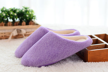 New Fashion Candy Color Women Men Winter Non-slip Fleece Indoor Household Floor Slippers Warm Soft Bottom Flats Shoes Zapatillas