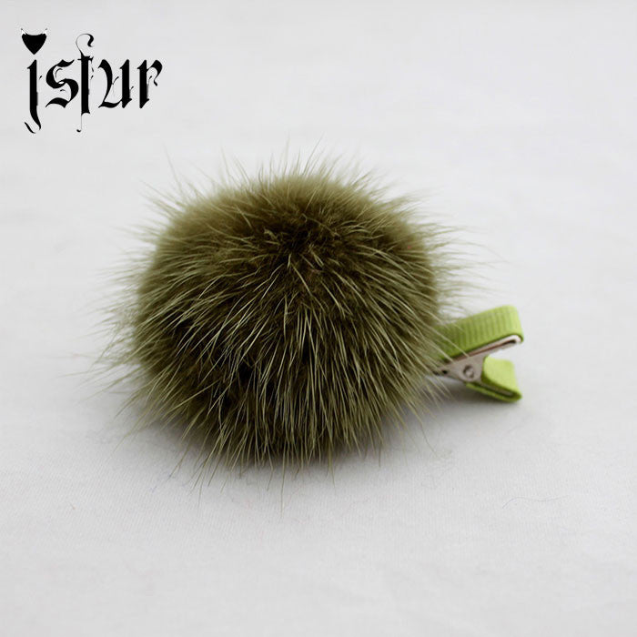 10pcs/Lot Vintage Hairpins Real Mink Fur PomPom Hair Accessories Claw Handmade - Shopy Max
