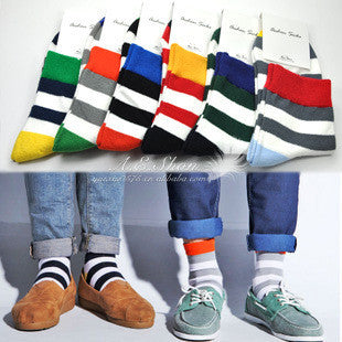 6 pairs/lot brand Socks men/male happy cotton socks stripes baseball socks - Shopy Max