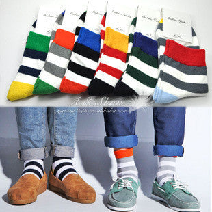 6 pairs/lot brand Socks men/male happy cotton socks stripes baseball socks
