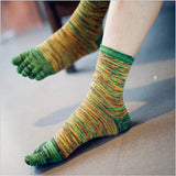 Socks for Men Women Retro Color Five Finger Toe Socks Soft Cotton Blend Casual