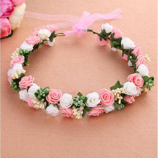 wedding bridal girls  wreath flower floral crown for women kids head rose tiara Garland hh5007