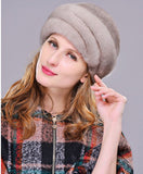 HM012 Real genuine mink  fur hat  winter women's warm caps whole piece mink fur hats