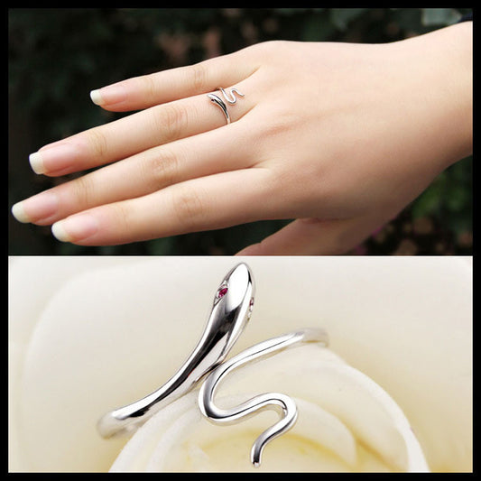 Newly Arrival Hot Selling Fashinable Sterling Silver Soft Snake Shaped Woman Ring - Color Silver RING-0069