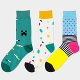New fashion colorful  happy socks cotton gentlemen Quilted Jacquard line hit color - Shopy Max