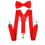 2016 Suspenders and Bow Tie Set Braces Elastic Y-back for Baby Kids Red Pink Black Blue